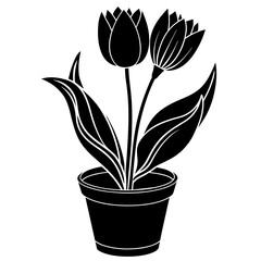 flower in a pot  vector illustration	
