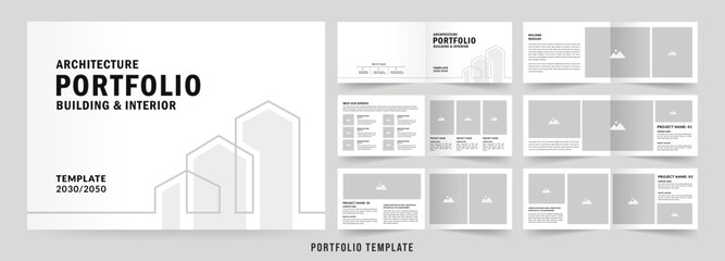 Landscape architecture portfolio template or Portfolio layout design. A4 size brochure design for interior