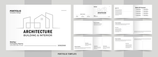 Landscape Portfolio Layout Architecture Portfolio Interior Brochure Design Vector Illustration