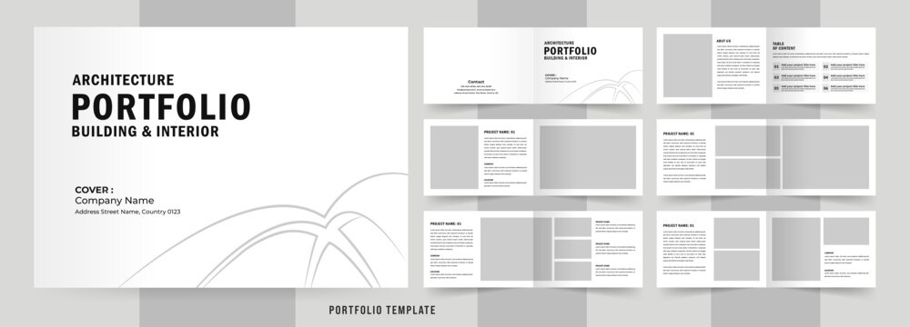 Landscape architecture profile brochure template and interior portfolio layout design