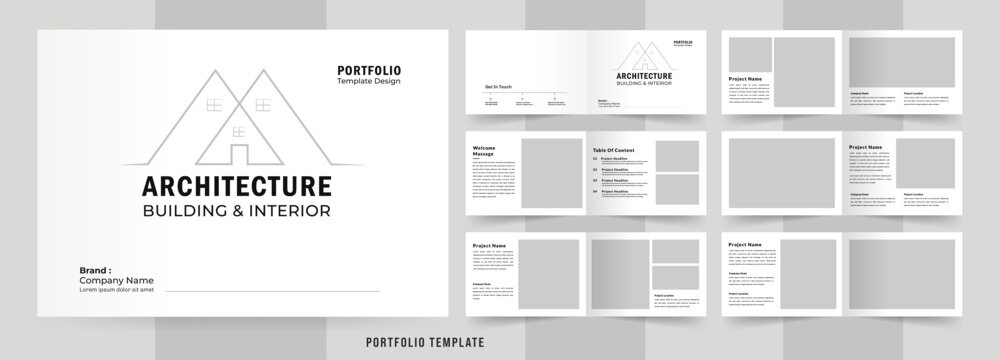 Landscape architecture portfolio or portfolio layout template design, Black and White Portfolio Layout