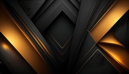 Obraz premium Abstract Luxurious futuristic 3D background in black and gold. Suitable for banners, wall decorations, wallpapers, posters.