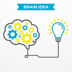 Business idea or Invention Brain Icon. Cloud computing concept with bubbles