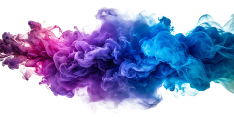 Blue and purple smoke merging isolated on transparent background ai generated 