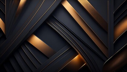 Obraz premium Abstract Luxurious futuristic 3D background in black and gold. Suitable for banners, wall decorations, wallpapers, posters.