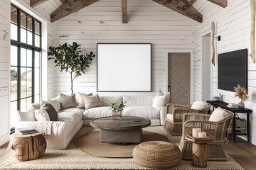 living room wall art mock up, home interior, house indoor, vertical oil painting mock up, house background, blank canvas mock up
