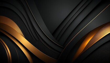 Abstract Luxurious futuristic 3D background in black and gold. Suitable for banners, wall decorations, wallpapers, posters.