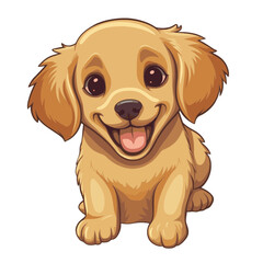 Cute and happy Golden Retriever Puppy Sticker, Ai Generated,