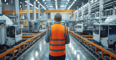 Obraz premium Senior Engineer Analyzing Advanced Robotics in a High-Tech Electronics Factory