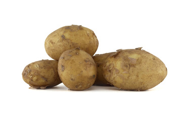 Early season potatoes isolated on white background