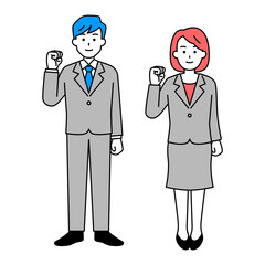 全身のスーツの男女　セット