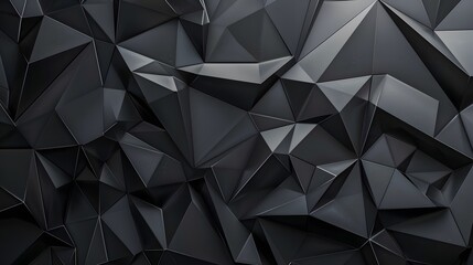 Fototapeta premium Modern black metal low poly backdrop. 