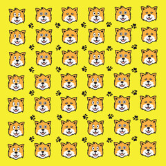 seamless cute dog and paw pattern