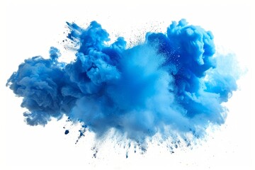 Fototapeta premium Blue color explosion isolated on white background 