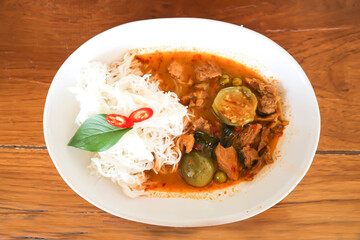 beef Red curry or red curry with beef, beef curry and vermicelli