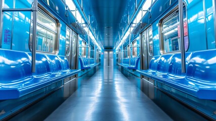 Empty Modern Subway Car Interior