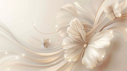 Elegant butterfly beautiful beigel bright color background.