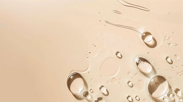 Drops of water on a beigel bright color background.