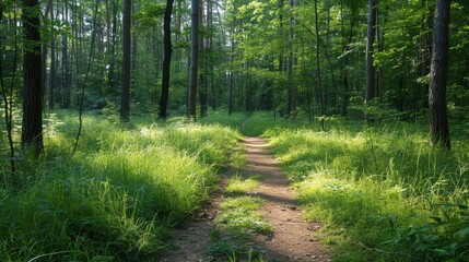 Obraz premium Footpath in the Middle of the Forest