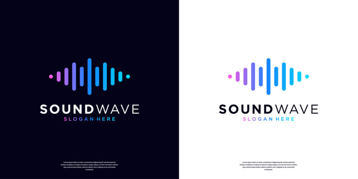 Abstract gradient blue equalizer logo template, Sound wave icon element, Technology symbol logo concept, Audio player music symbol.