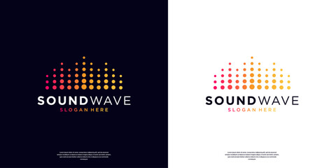 Sound wave logo vector template. Abstract music equalizer icon elements. Audio, pulse, frequency and digital voice concept design.
