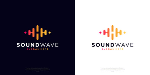 Sound wave logo vector template. Abstract music equalizer icon elements. Audio, pulse, frequency and digital voice concept design.