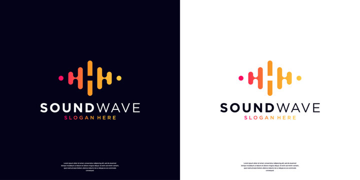 Sound wave logo vector template. Abstract music equalizer icon elements. Audio, pulse, frequency and digital voice concept design. - Powered by Adobe