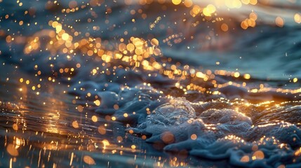 Lights with a backdrop of the sea Ocean waves