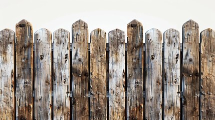 Fototapeta premium A hyper-realistic, high-resolution 16k image of wooden fence on white background. copy space for text.