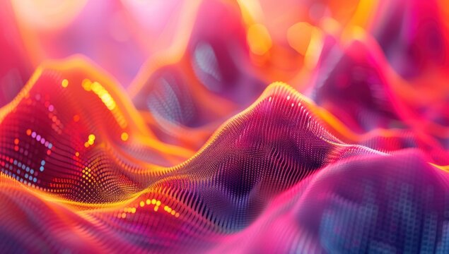 Convey the transformative power of innovation through a dynamic 3D bar graph, textured with fluid-like patterns and illuminated with vibrant colors