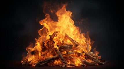 A bonfire image isolated on a clean background, perfect for graphic design projects.