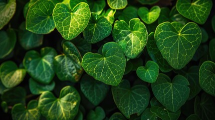 Leaves that are heart shaped and green in color