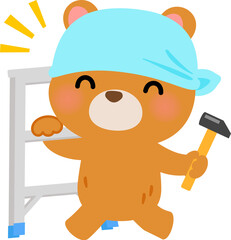 脚立を運ぶクマのキャラクター