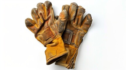 Engineer gloves on white background. copy space for text.