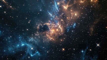 Colorful cosmic nebula veiled in space dust, a celestial spectacle. Fantastic space nebula with glowing cosmic clouds on black background. Universe, stars and galaxies clusters of fantastic worlds