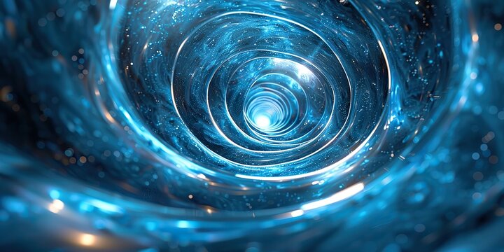 Blue, abstract vortex design symbolizing innovation and transformation within the business realm, as a background.