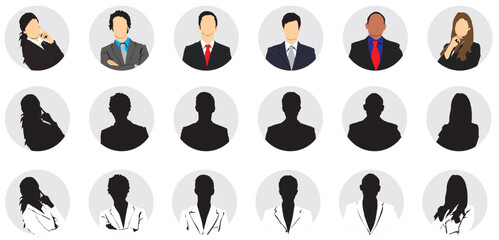 businesspeople profile avatar silhouette set