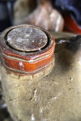 Old dirty oil container