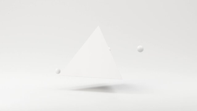 Abstract animation of white triangle geometric, 3d loop animation render.