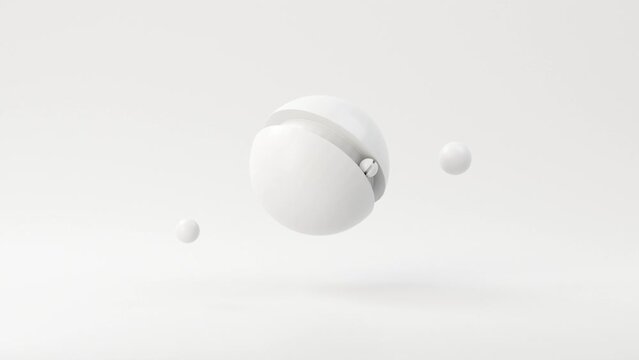 Abstract animation of white geometric, 3d loop animation render.