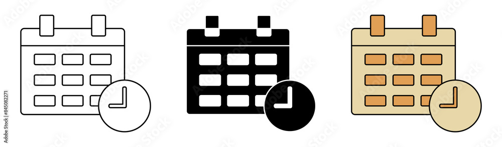Poster schedule icon set. calendar and clock symbols. simple design isolated on white background