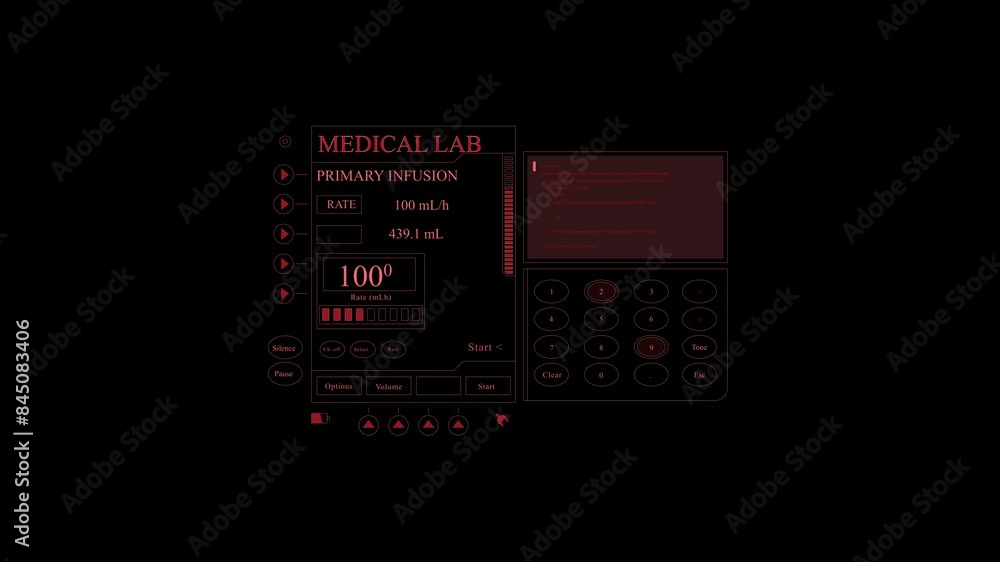 Aufkleber red hud shows medical instrument data and information of text and numbers. abstract and futuristic v