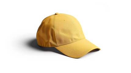 Fototapeta premium Yellow cap isolated on white background. copy space for text.