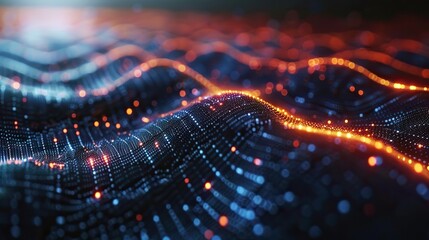 An abstract technological backdrop depicting a quantum computing system interconnected with a cyber network grid, exhibiting linked particles, artificial neurons, and global data connections through