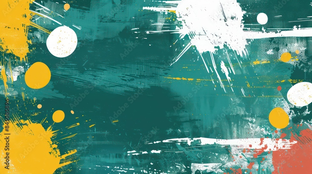 Poster vibrant abstract background featuring dynamic paint splatters and brush strokes in a variety of colo