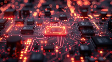 Obraz premium Conceptual Foundations of Microelectronics: Computing Processors, CPUs, and Advanced Circuit Boards, Powered by Generative AI