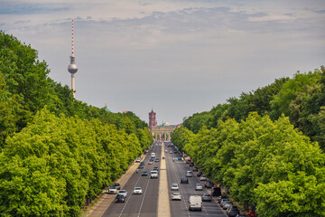 Berlin Germany, high angle view city skyline at Brandenburg Gate and Tier Garden © Noppasinw