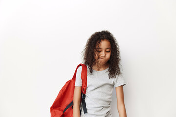 Cute woman beautiful education childhood school person female background girl backpack girl schoolgirl little pupil young