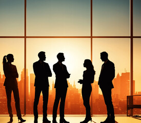 Global communication network concept with interconnected business nodes and human resources collaboration across worldwide platforms, business people in meeting with group for feedback and discussion