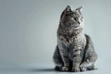 Obraz premium Portrait of a Grey Cat Sitting